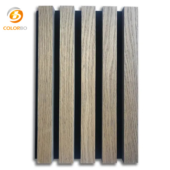 Customized Decorative Wooden Slats Wall Veneer PET Acoustic Panel